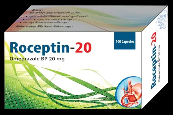 Capsule Roceptin 20mg (100pcs) (Omeprazole Desh phrm)